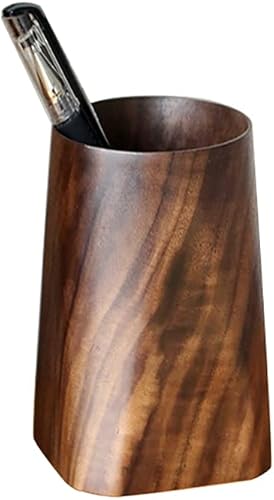 Miniatura 2 de Durable Whole Piece Black Walnut Pencil Wood Pen Holder Wooden Desktop Pencil Cup Office Supplies Organizer Caddy Stand, 75x75x120mm