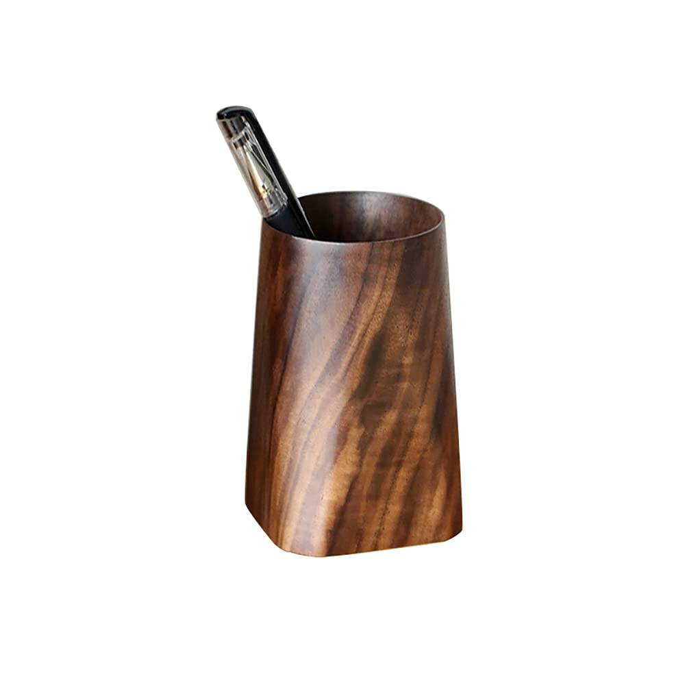 Langlebiger Stifthalter aus Walnussholz, für den Schreibtisch, Bürobedarf, Organizer, 75 x 75 x 120 mm, Schwarz | Schreibtisch-Bleistiftbecher, aus Holz, 75 x 75 x 120 mm