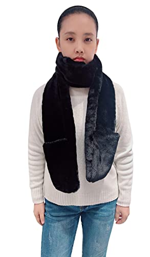 Lina & Lily Women's Winter Faux Fur Scarf Neck Warmer with Pockets3
