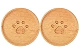IXIGER Bear Panda Bamboo Wooden Coaster Bear paw Groove Creative Shape Round Wooden Coaster 3.9 in,...