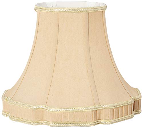 Royal Designs Oval Bell Scallop with Bottom Gallery Designer Lamp Shade, Antique Gold, (6 x 4.75) x (12 x 9.5) x 9.5