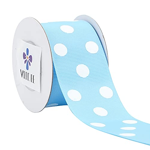 Meedee Light Blue And White Polka Dot Ribbon Grosgrain Ribbon For Gift Wrapping 1-1/2 Inch X 6 Yards Baby Ribbon For Crafts Baby Shower Gifts Wrapping Wreaths Bouquet Party Home Decoration #TOP12