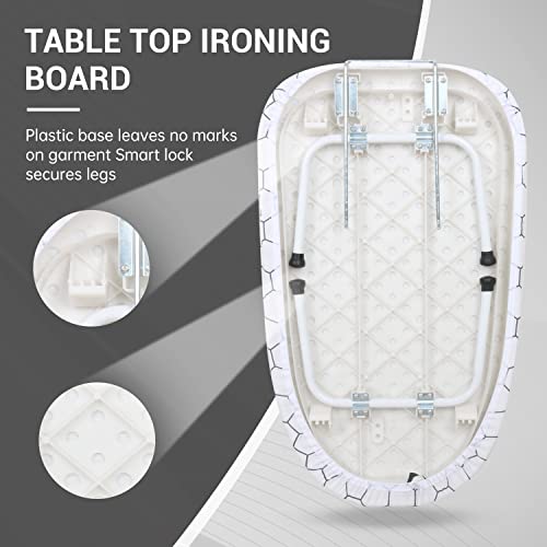 Zoes Homeware Small Ironing Board With Iron Rest, Portable Ironing Board With 100% Cotton Iron Board Cover, Tabletop Ironing Board With Folding Legs - White Honeycomb #TOP3