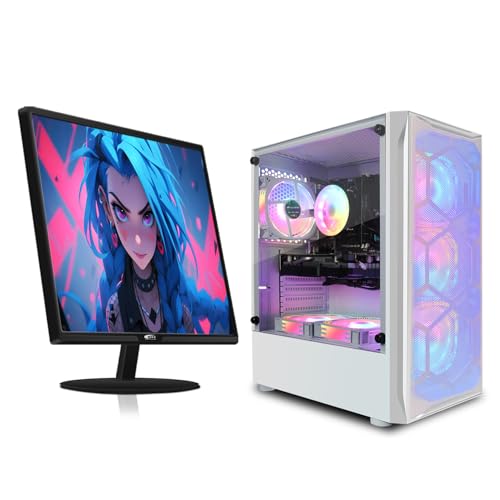 STGAubron Gaming PC Bundle with 24 Inch FHD LED Monitor- GeForce GTX 1660 Ti 6G, Intel Core I7 up to 3.9G, 16GB RAM, 512GB SSD, RGB Fan x6, Windows 11 Home