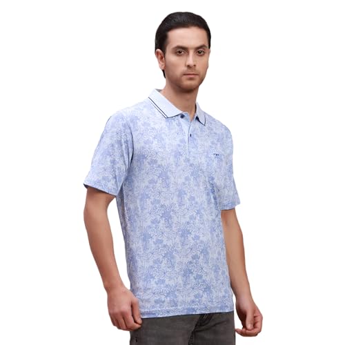 Image of Colorplus Men's Pure Cotton Print Pattern Classic Fit Polo Neck Half Sleeve Casual T-Shirt