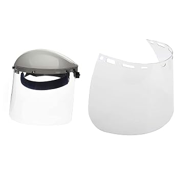 Sellstrom Safety Face Shield Advantage Series - For Grinding, Welding, Construction - Clear Window - Ratcheting Headgear & Replacement Face Shield, 8"x 15.5"x .040, Clear Polycarb, Model 15151