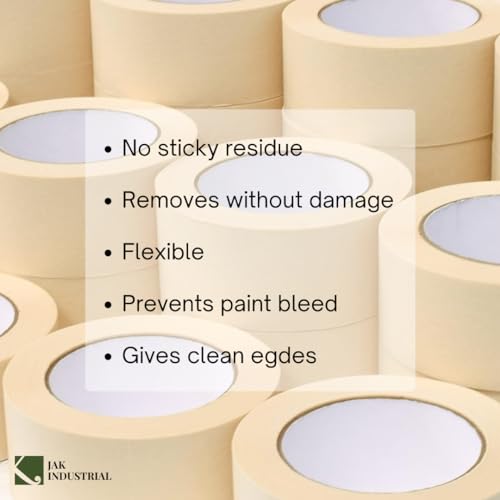 JAK Industrial 6 Rolls - 2 Inch Masking Tape for General Purpose/Painting - 60 Yards per roll