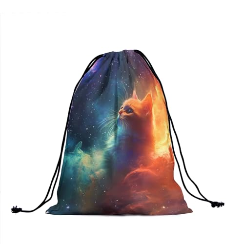 Image of Nerxy Galaxy Cat Gymnastics Grip Bag - Kitten Grip Bags for Gymnastics Mini Gym Bag Stars Drawstring Storage Pouch Adjustable