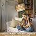 Rattan Floor Lamp, Arc Floor Lamps for Living Room, Farmhouse Standing Lamp with Adjustable Hanging Fabric Shade, Tall Pole Lamp with Foot Switch, Over Couch Arched Reading Light for Bedroom, Office