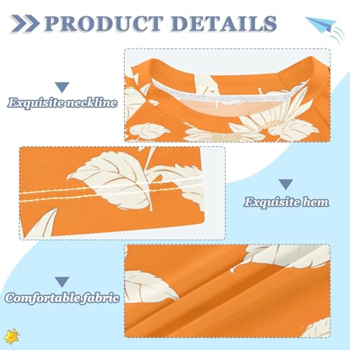 ALAZA Kids Rash Guard Girls Toddler Swim Shirts Short Sleeve Sunflowers Orange UPF 50+ 3T3