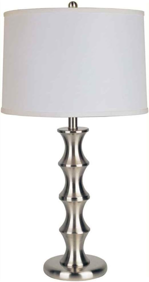 ORE International 31124 29-1/2-Inch 150-Watt Satin-Nickel Metal Table Lamp with Linen Shade