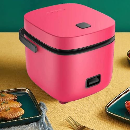 Mini Rice Cooker for 1, Small Rice Cooker Cookworks Miniature Rice Cooker 1.2 Litre, High-Temperature Protection,Red