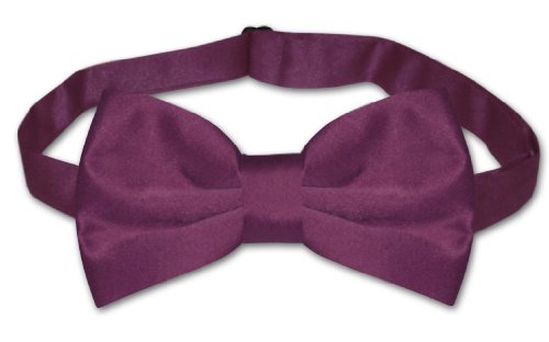 Men's Dress Vest & BowTie Solid EGGPLANT PURPLE Color Bow Tie Set for Suit Tux3