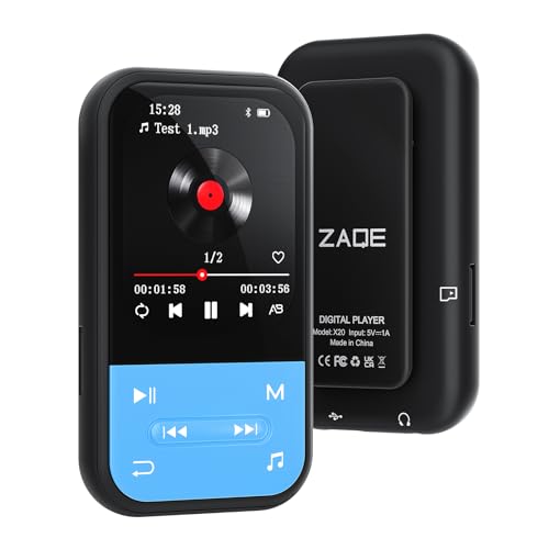 ZAQE 128GB MP3 Player with Clip, Music Player with Bluetooth 5.3, Lossless Sound, FM Radio, Voice Recorder for Sport Running, Earphones Included