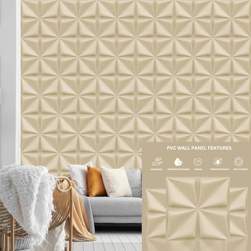 Image of Kayra Decor 3D Wall Panel PVC Bloom Design, White Tail Color 19.7 inch x 19.7 inch (Pack of 18) - Covers 48.51 Sq. Ft.