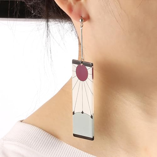Anime Hanafuda Earrings Kamado Tanjiro Earrings Kimetsu No Yaiba Cosplay Accessories For Women Men3