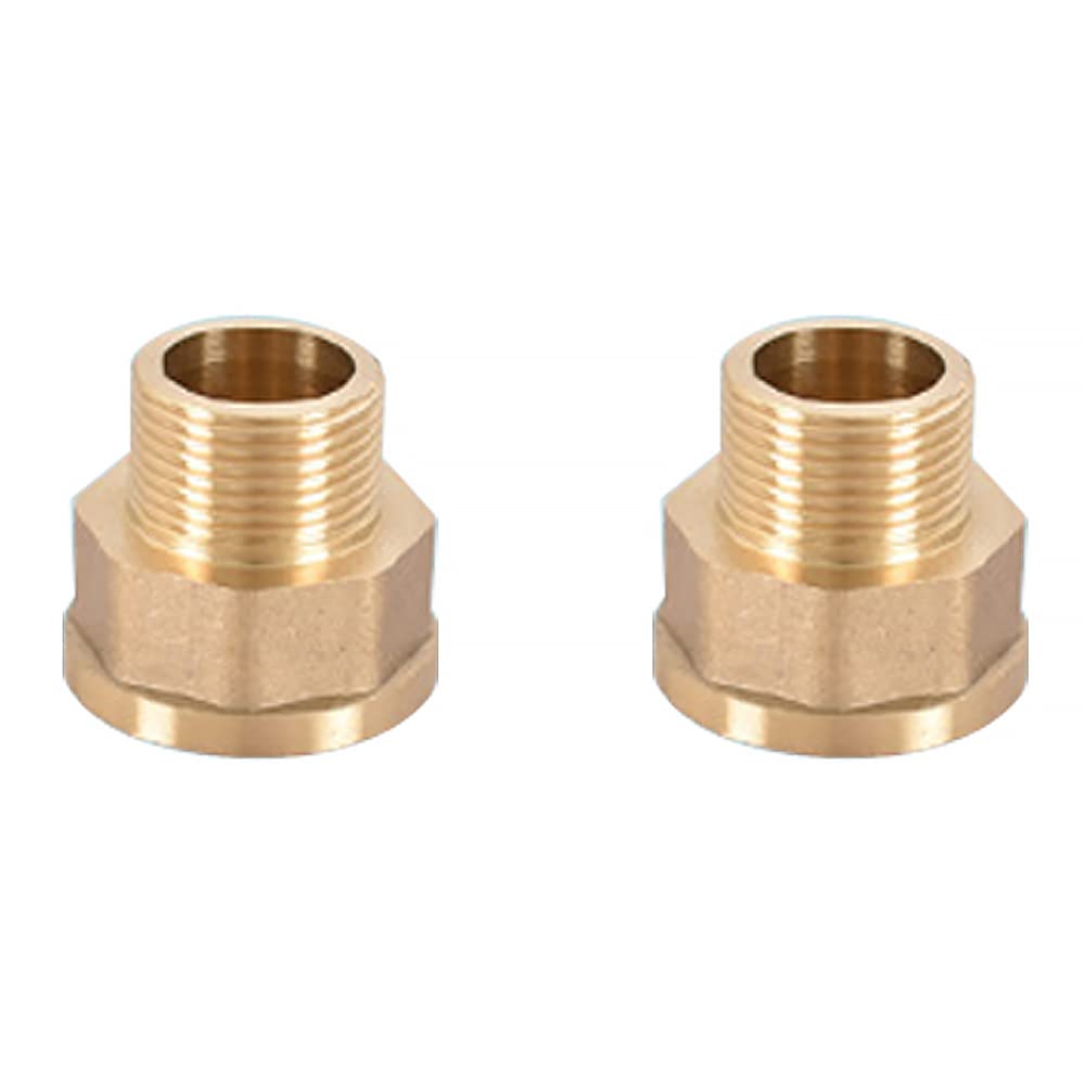 2PCS Brass Garden Hose Tap Connector, 3/4" Hose Pipe Connector, Brass Threaded Tap Connector for Hose Pipe Water & Heating Systems (3/4" Male-1" Female Thread Nipple)