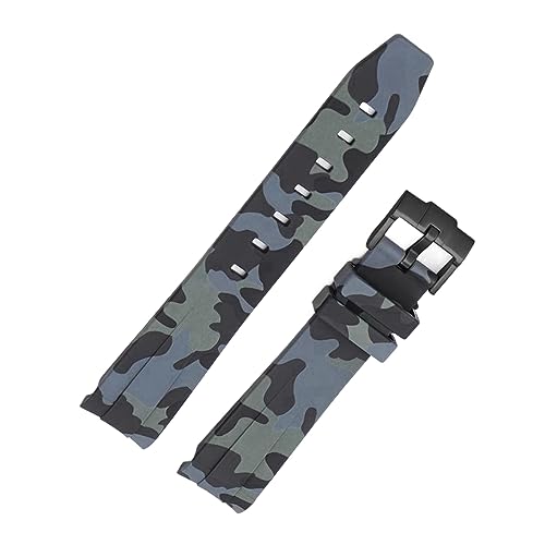 MasterUnion Correa de reloj de goma para reloj, correa de repuesto para mujer y hombre, correa de goma de 20 mm, camuflaje negro 2, 20mm