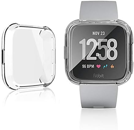 Fitbit Versa Protector Case Cover, Full Frame Screen Protector Soft Slim TPU Shell Case Flexible Anti-Scratch Bumper Cover for Fitbit Versa Fitness Smart Watch, Women & Men