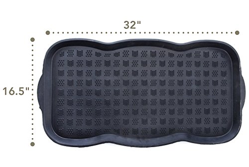 Milliard Large Rubber Boot Tray and Mudroom Doormat, 32.5 x 16 - Checkered Pattern