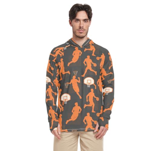 Sweat à capuche à manches longues UPF 50+ rashguard UV respirant orange de sport