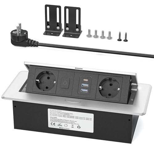 Enchufe de Mesa retráctil USB PD20W con Interruptor regleta con A Aluminio retráctil 2500 W/10