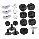 19 Pieces Cymbal Replacement Accessories Wing Nuts Washers Quick Release Portable Cymbal Sleeve for Performance Live- black