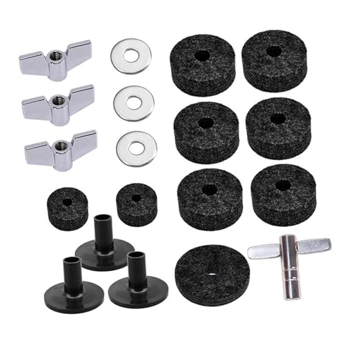 19 Pieces Cymbal Replacement Accessories Wing Nuts Washers Quick Release Portable Cymbal Sleeve for Performance Live- black