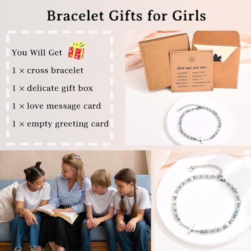 Image of Religious Cross Bracelet for Women Girls, Christian Gifts for Daughter Granddaughter Sister in Christ Friend Niece on Birthday Christmas Easter Valentines Day Graduation