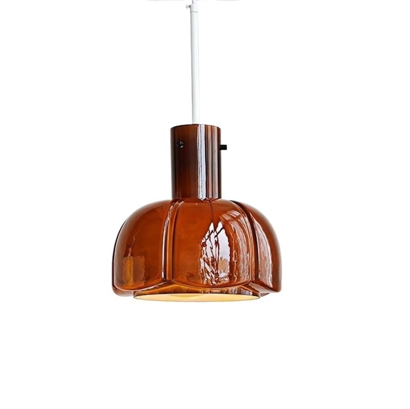 Suspension Lampe Vintage en Verre Fleur Lustre E27 à Hauteur Réglable pour Salon et Chambre