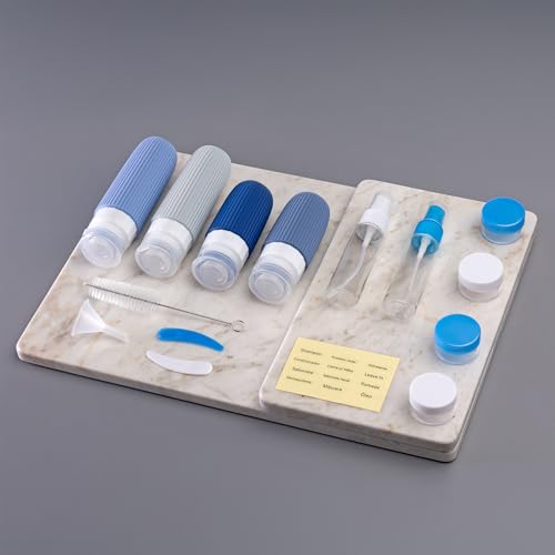 Kit Potes Frascos Silicone Viagem Canelado Creme Shampoo Condicionador Cosméticos 16 Peças (Tons de