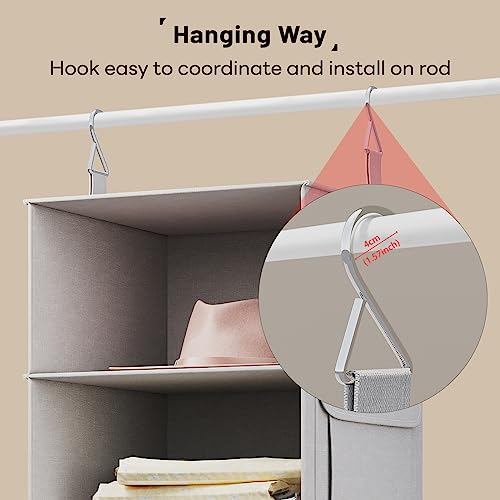 Vailando 6-Shelf Hanging Closet Organizer, 2 Separable 3-Shelf Hanging Shelves With 3 Drawers For Wardrobe thumb #6
