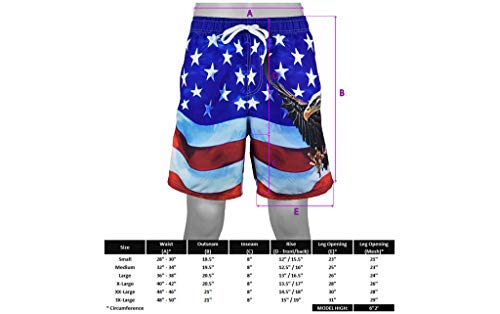George Above The Knee Men's American Flag Swim Trunk Patriotic Best Eagle Design (Large) #TOP5