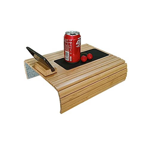 Bamjiushang Bamboo Couch Cup Holder Sofa Arm Tray For Couch Tray Tables Couch Arm Table Perfect For Drinks Snacks Remote Control Or Phone Great Arm Tray For Couch Armrest-Narual #TOP4