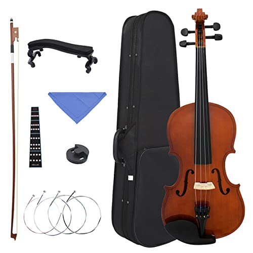 Instrument Skrzypcowy Solidna Lipa 4/4 Skrzypce Naturalny Akustyczny Instrument Smyczkowy Z Kokardką I Futerałem Zestaw Akcesoriów Do Tłumika