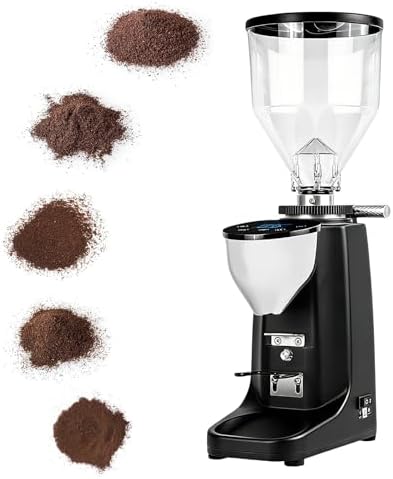 Electric Coffee Grinder with 60mm Flat Burr, 19 Grind Settings, Large Hopper & Built-in Holder - Perfect for Espresso Machines - White Home Coffee Maker