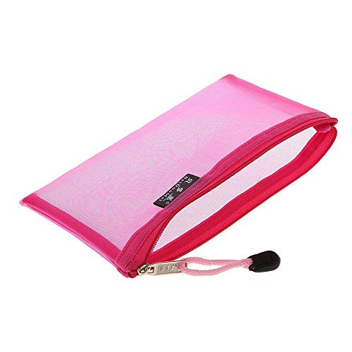 Ogquaton Bolso de la Pluma Estuche de lápices Malla Bolso de la Pluma Bolso de Almacenamiento de la Pluma Bolso de Malla Transparente para Estudiantes Rosa Rojo Práctico y útil