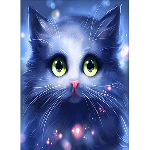 RXWZRL 5D Diamond Painting Kits, Abstract Animal Cat Full Drill DIY Diamond Art Cross Stitch Paint by Numbers, Crystal Rhinestone Embroidery Diamond DIY Paintings, Home Decor Gifts, 25x35cm Cover