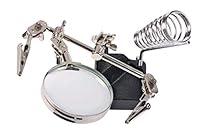 ROTHENBERGER Industrial Dritte Hand, Löthilfe mit Lupe und flexible Greifarme, Krokodil-Klemme inkl. Standfuß und Lötkolben-Halter, Helping Hand, zum Löten, Reparatur, Hobby und Handwerk, 1500002883