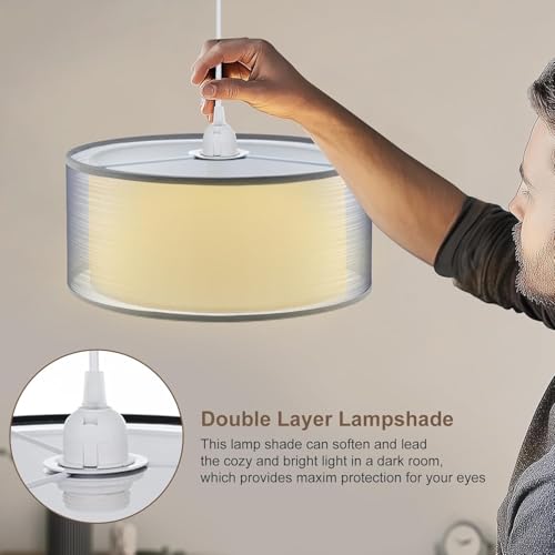 BREEZENEST Modern Large Lampshade Diffuser – Metal Lamp Shade 30cm Diameter, 13cm Height, Suitable for Ceiling Lights, Table Lamps & Floor Lamps (Grey)