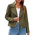 Glamaker Womens Faux Suede Jackets Long Sleeve Casual Cropped Zipper Biker Moto Jacket Fall Winter Outfits