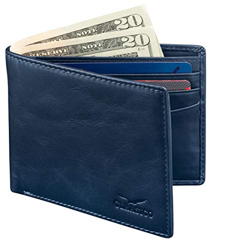 Wallet for Mens - Genuine Leather Slim Bifold RFID Blocking Packed in Stylish Gift Box