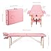 CHRUN Massage Table Portable Wide Massage Bed 84 Inches Spa 2 Fold Table 9 Heigh Adjustable Carry Case Salon Face Cradle Bed Pink