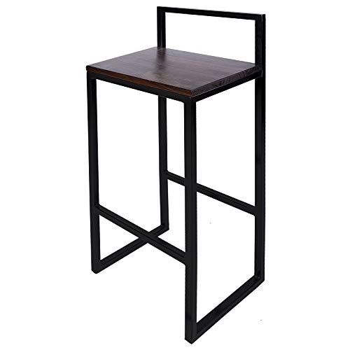 Kit 3 Banquetas Industrial Bistrô com Encosto Ferro com Madeira Imbuia