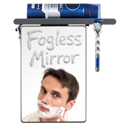 Image of TAILI Shower Mirror Fogless for Shaving with Razor Holder - Anti-Fog Suction Mirror, Shatterproof & Removable, Mounted for Bathroom Makeup & Shave, Grey