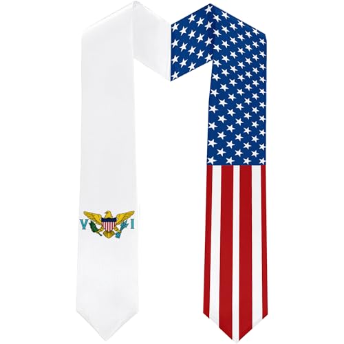 2025 The United States Virgin Islands Flag and USA Flag Graduation Stole Graduation Sash for International Student (Baccalaureate Gown and Hat Not Included)