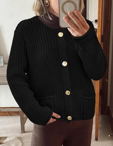 PRETTYGARDEN Cardigan Sweaters for Women 2025 Trendy Oversized Knit Chunky Button Cardigans Fall Winter Outfits with Pockets4