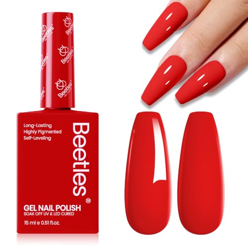 Beetles Red Gel Polish, Daring Grace, 15ML Bright Red Gel Nail Polish