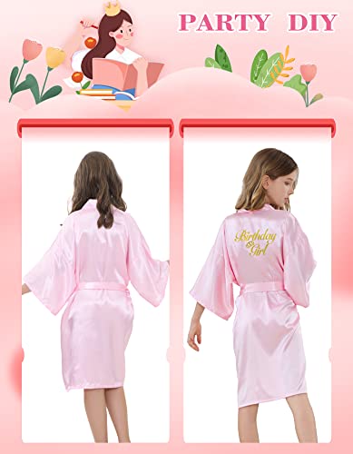 Girls Silky Robes Birthday Girl Spa Party Wedding Bridal Party Flower Girl Robe Kimono3