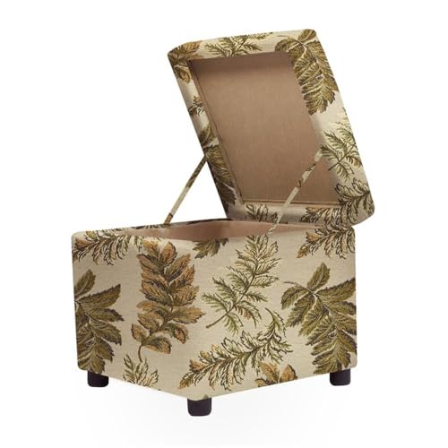 Jennifer Taylor Home Jacob 18\" Storage Cube Ottoman, Tan Floral Jacquard